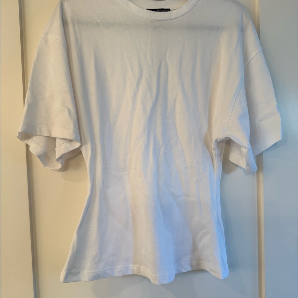 Zara White Zipper Back Tee
